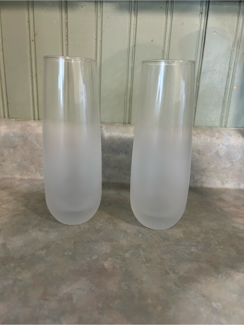 Clear Frosted Glass Tumbler - White